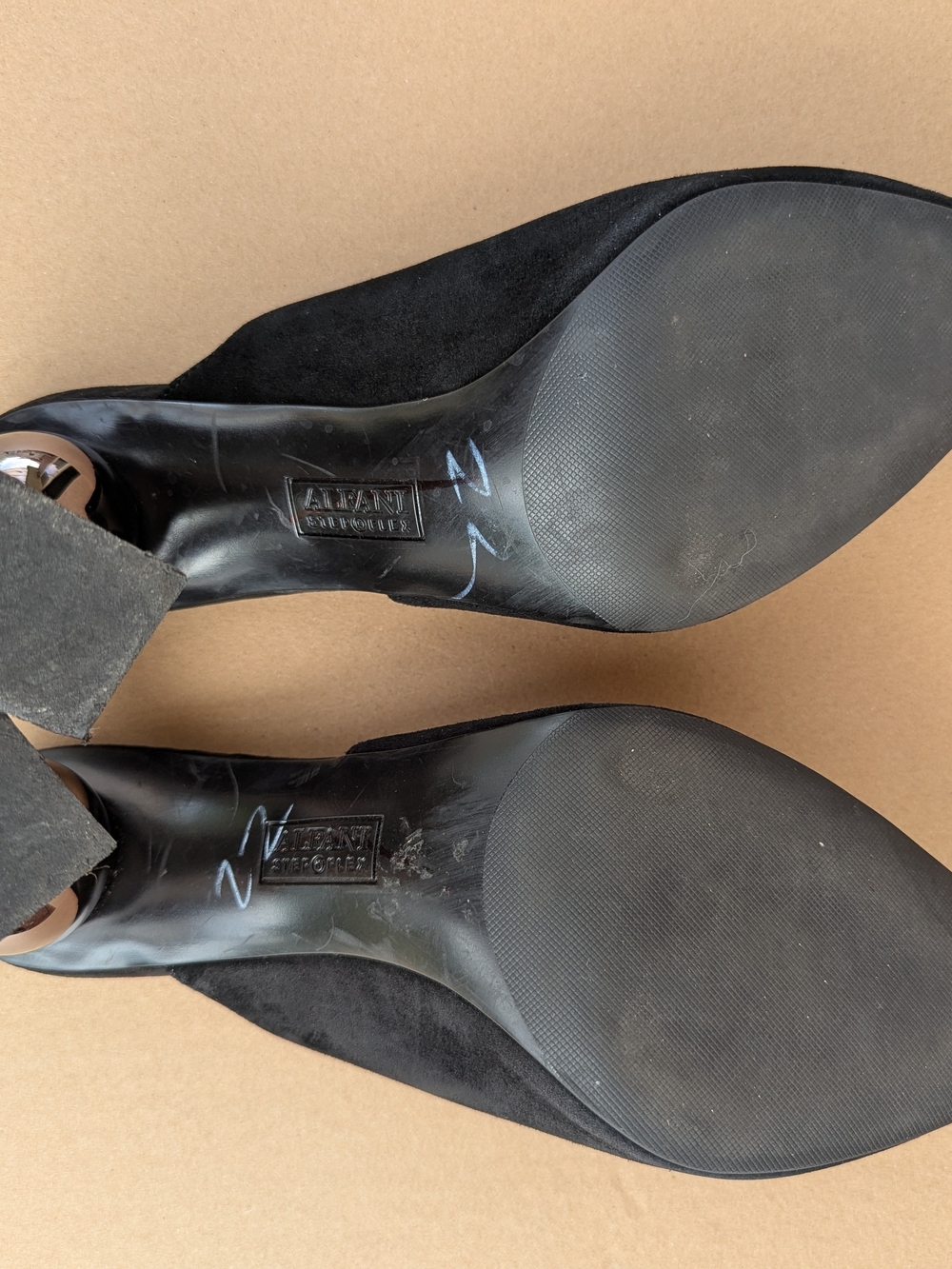 Alfani Step N Flex Suede Pointed Toe Mules Architectural Heel Women Black 10M - Picture 5 of 10